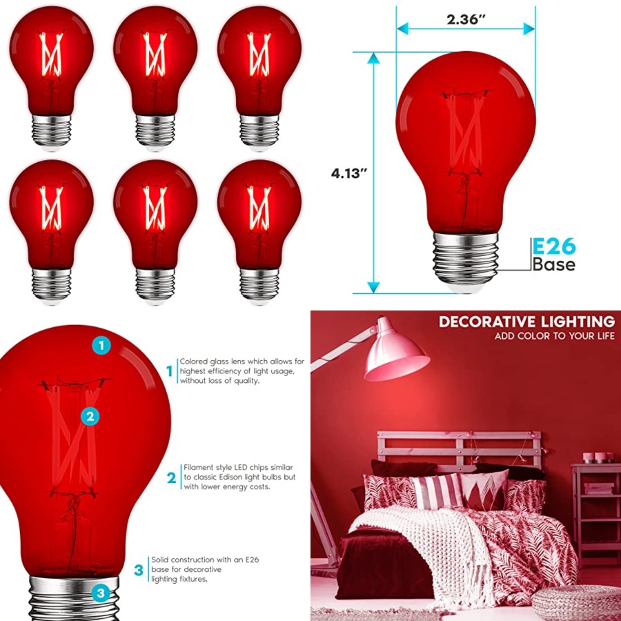 Lighting Decor Outdoor - A19 Edison LED-lampen, 4,5W 60W equivalent,