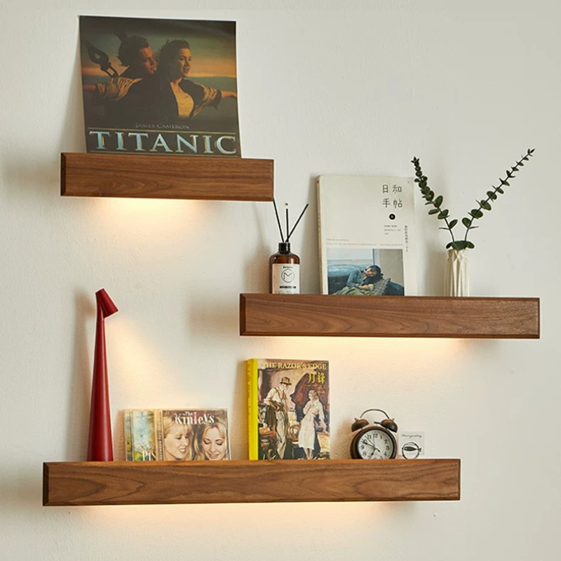Lighting And Decor Magazine - Wandplank van massief hout, zwevende tijdschriftenhouder