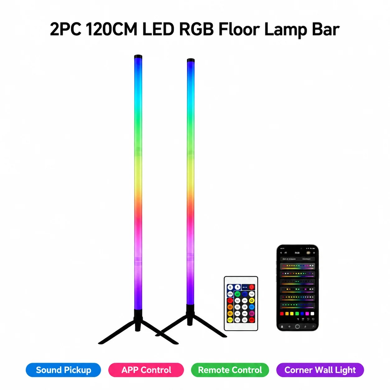 2-pack RGB LED hoeklamp, 120 c - Ambient Lighting Decor For Room recensie en prijs