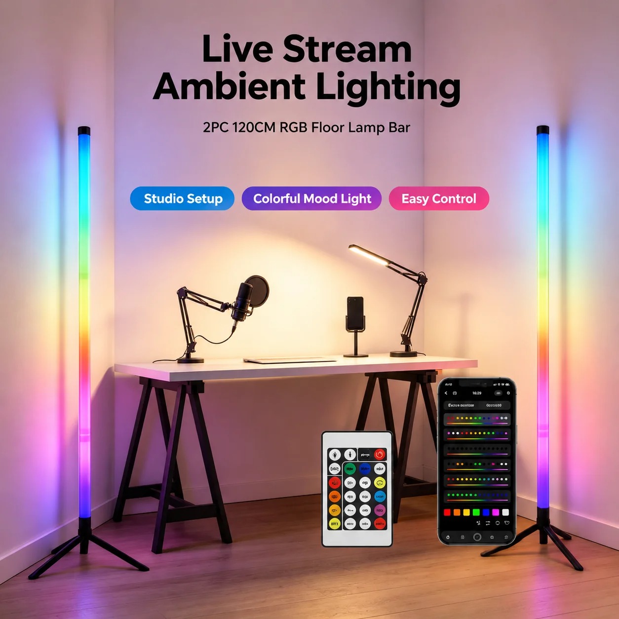 2-pack RGB LED hoeklamp, 120 c - Ambient Lighting Decor For Room recensie en prijs